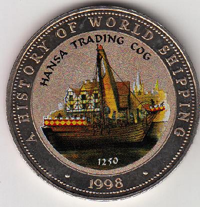 Beschrijving: 25 Shillings SHIP HANSA TRADING KOG Coloured